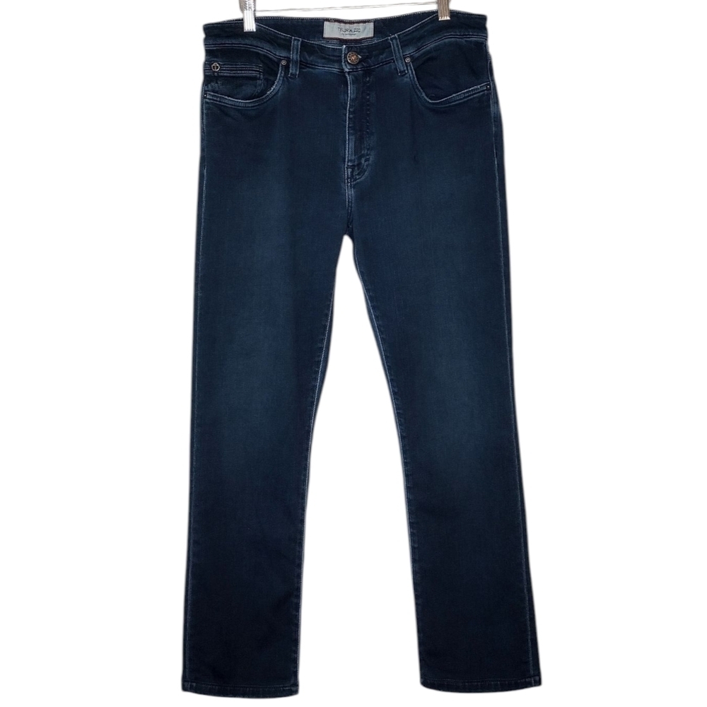 Teleria Zed Cobra Men's Classic Navy Denim Casual Straight Leg Jeans Sz 36